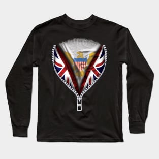 Virgin Islander Flag  Virgin Islands Flag zipped British Flag - Gift for Virgin Islander From Virgin Islands Long Sleeve T-Shirt